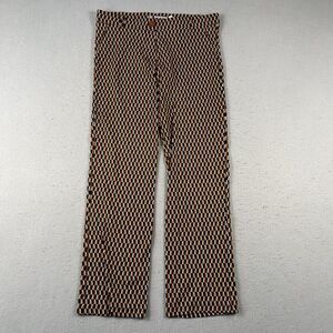 Betabrand Pants Women’s Large Orange Black Mod Geometric Pattern Straight Leg